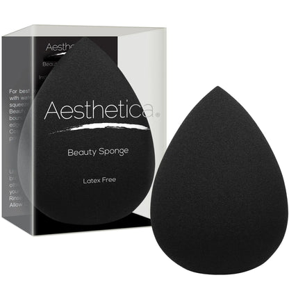 Aesthetica Cosmetics Beauty Sponge Blender - Latex Free and Vegan Makeup Sponge Blender - For Powder, Cream or Liquid Application - One Piece Make Up Sponge 1 Count (Pack of 1)